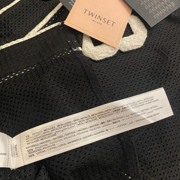 TWINSET Black Top With Number 8 Mesh T-shirt IT 42 NWT - Picture 8 of 11